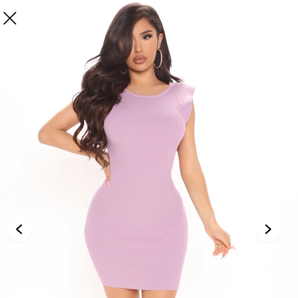 Fashion Nova Lavender Shoulder Pad Mini  Dress (Size M) - New With Tags